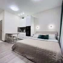 Modern vacation rental interior with fully equipped kitchen and dining area